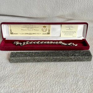 Princess Grace of Monaco Silver Tone & Crystal Extendable Bracelet in Box